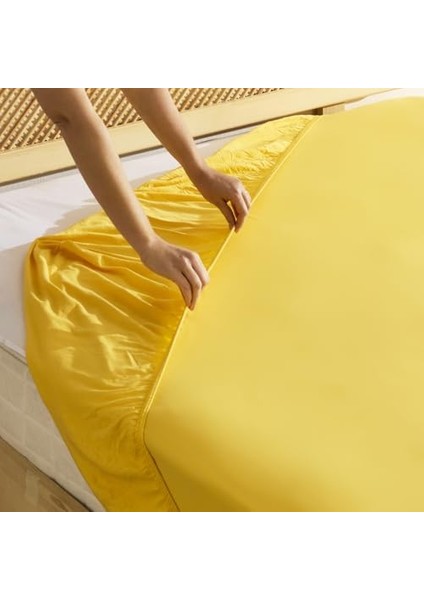 Penye Çift KIŞILIK%100 Pamuk Çarşaf Sarı fiyatları