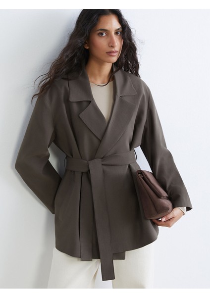 Yeni Sezon Kuşaklı Oversize Kadın Blazer Ceket