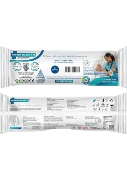 Gümüş Iyon & Biyopolimer Kitin Teknolojili Hasta Vücut Temizleme Havlusu (12 Adet) modelleri