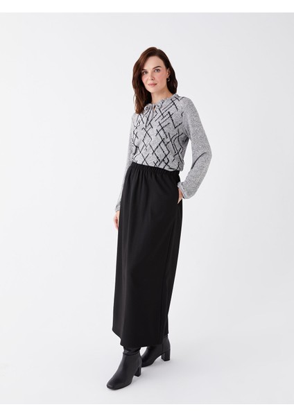 Yeni Sezon Kadın Beli Lastikli Düz Etek