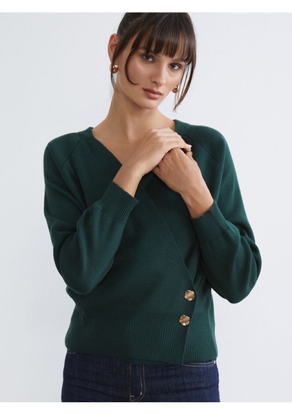 Yeni Sezon Kruvaze Yaka Kadın Triko Kazak