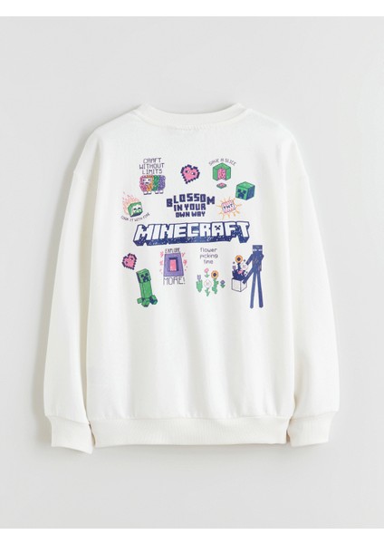 Yeni Sezon Bisiklet Yaka Minecraft Baskılı Kız Çocuk Sweatshirt