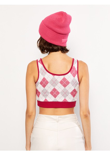 Yeni Sezon U Yaka Baklava Desenli Kadın Triko Atlet indirimleri