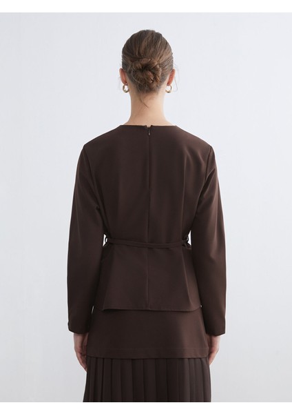 Yeni Sezon Bisiklet Yaka Kemerli Bluz fırsatları