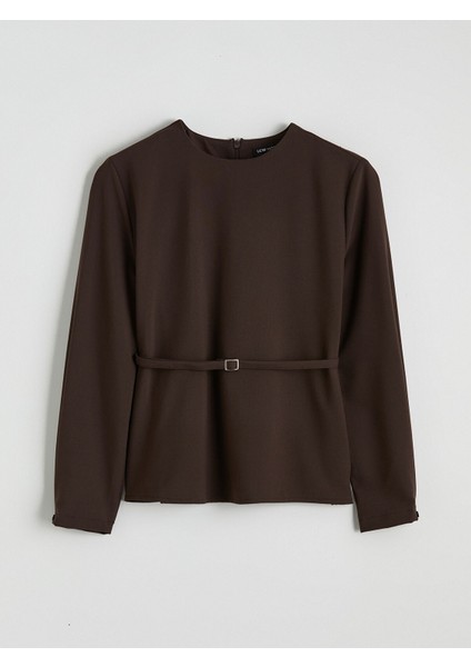 Yeni Sezon Bisiklet Yaka Kemerli Bluz indirimleri