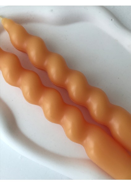 2'li Turuncu Spiral Burgu Şamdan Dekoratif Mum fiyatları