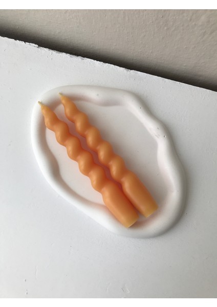 2'li Turuncu Spiral Burgu Şamdan Dekoratif Mum modelleri