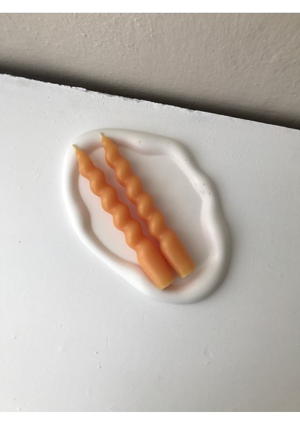 2'li Turuncu Spiral Burgu Şamdan Dekoratif Mum fırsatları