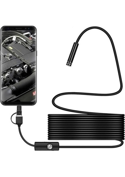 Endoskop 3 In 1 Yılan Kamera USB Micro USB Type-C 20 Metre Sert Kablo modelleri