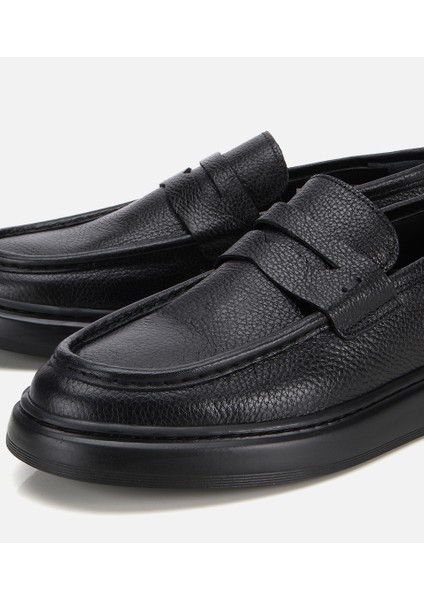 02AYH313980A100 ERKEK Deri Siyah Yumuşak Dokulu Klasik Loafer modelleri
