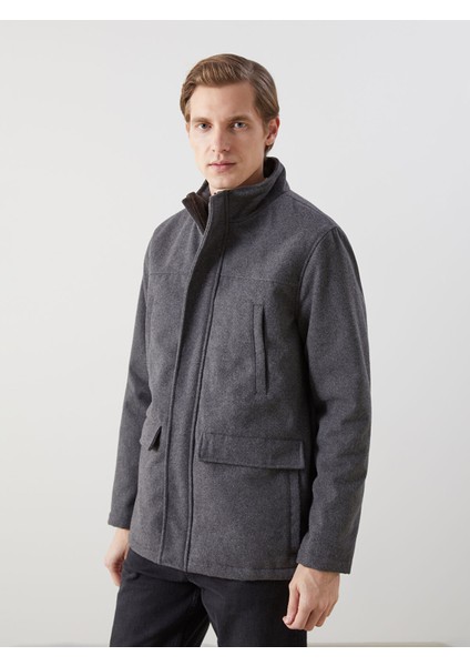 Yeni Sezon Standart Kalıp Dik Yaka Erkek Kaşe Kaban