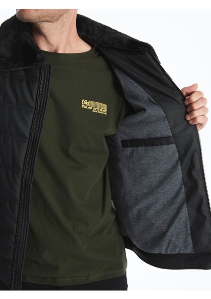 Yeni Sezon Standart Kalıp Gömlek Yaka Erkek Deri Görünümlü Mont fırsatları