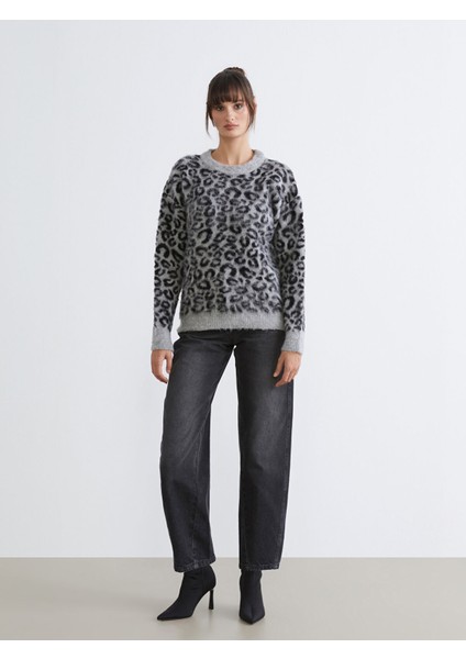 Yeni Sezon Bisiklet Yaka Leopar Desenli Kadın Triko Kazak fiyatları