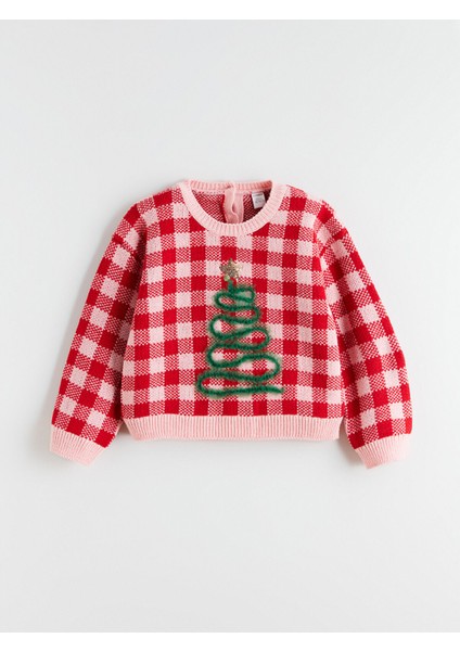 Yeni Sezon Bisiklet Yaka Yılbaşı Temalı Kız Çocuk Triko Kazak