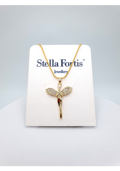 Kanatlı Kadın Figürlü Altın Kolye – Zirkon Taşlı, Zarif ve Sembolik Tasarım indirimleri