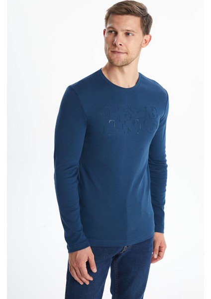 Yeni Sezon Bisiklet Yaka Uzun Kollu Baskılı Erkek Tişört