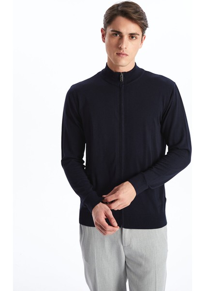 Yeni Sezon Standart Kalıp Dik Yaka Erkek Triko Hırka