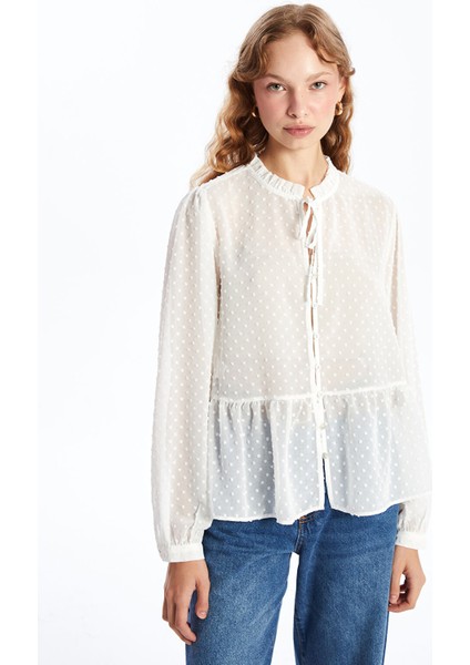 Yeni Sezon Bağlamalı Yaka Dokulu Kadın Bluz fiyatları