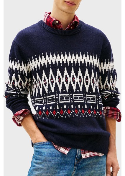 Yünlü Regular Fit Bisiklet Yaka Kazak Erkek Kazak MW0MW40844 0A4