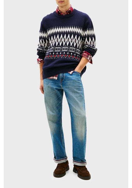 Yünlü Regular Fit Bisiklet Yaka Kazak Erkek Kazak MW0MW40844 0A4 fiyatları