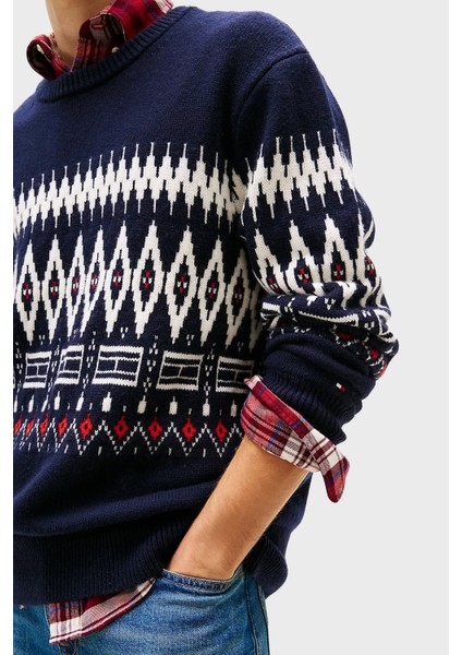 Yünlü Regular Fit Bisiklet Yaka Kazak Erkek Kazak MW0MW40844 0A4 modelleri