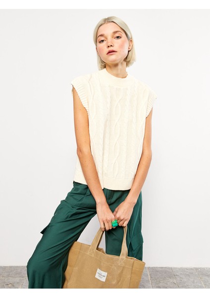 Yeni Sezon Bisiklet Yaka Kendinden Desenli Kadın Süveter modelleri