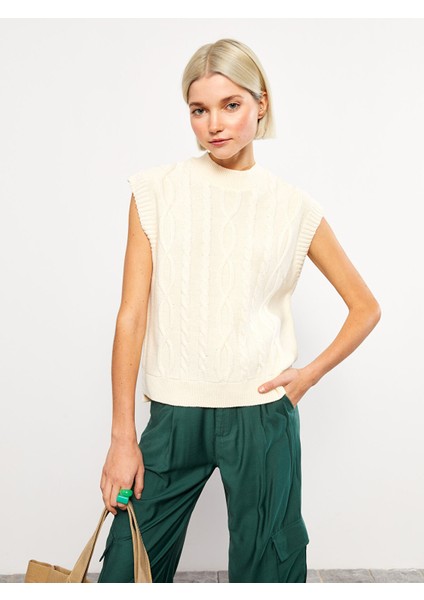 Yeni Sezon Bisiklet Yaka Kendinden Desenli Kadın Süveter fırsatları