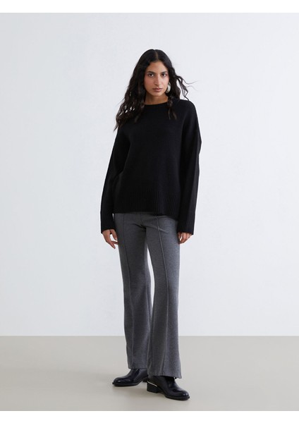 Yeni Sezon Beli Lastikli Ispanyol Paça Kadın Pantolon