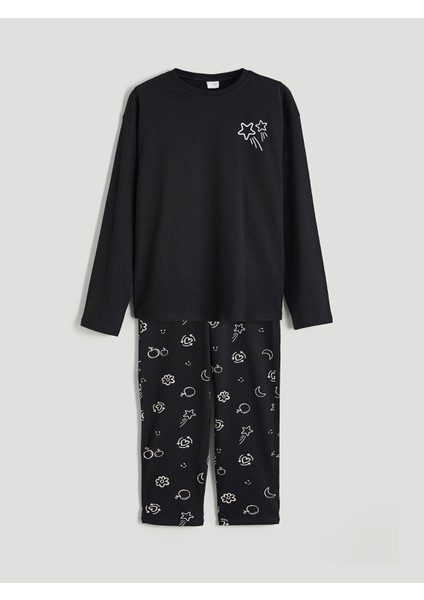 Yeni Sezon Bisiklet Yaka Kız Çocuk Pijama Takım