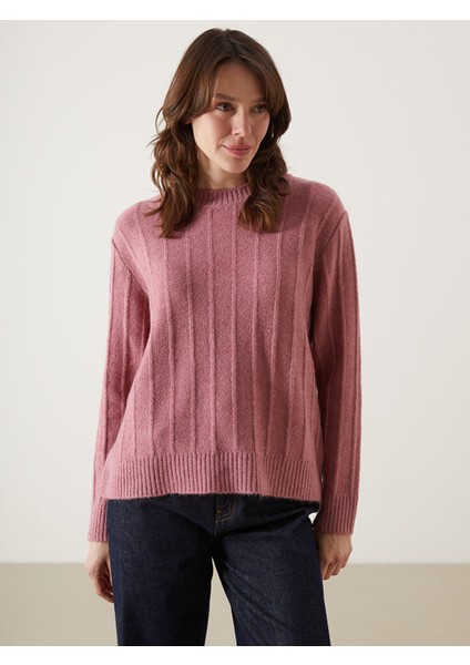 Yeni Sezon Bisiklet Yaka Çizgili Kadın Triko Kazak