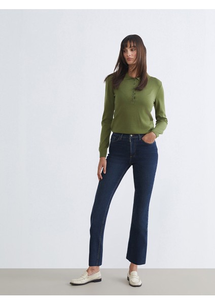 Yeni Sezon Crop Flare Kadın Jean Pantolon