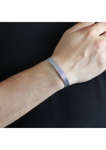 Uzunluk Ayarlı Gümüş Renk Çelik Erkek Hasır Bileklik modelleri