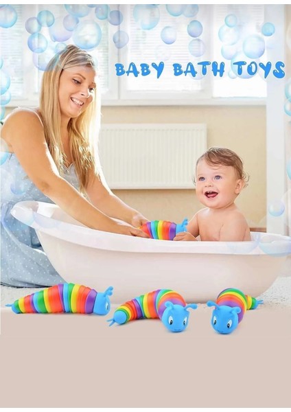 2 Adet Söktak Eğlenceli, Stres ve Anksiyete Giderici Montessori Tırtıl Oyuncağı Renkli