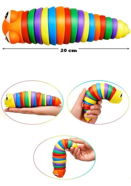 2 Adet Söktak Eğlenceli, Stres ve Anksiyete Giderici Montessori Tırtıl Oyuncağı Renkli indirimleri