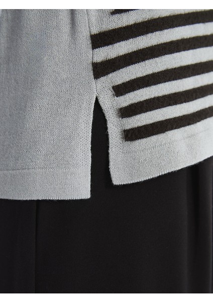 Yeni Sezon Bisiklet Yaka Çizgili Kadın Triko Kazak modelleri