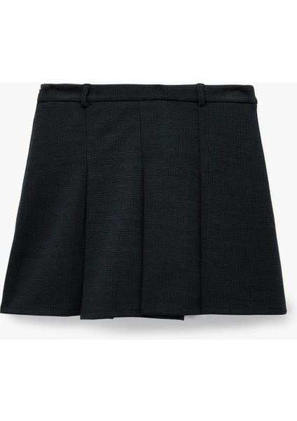 Slim Fit Viskon Karışımlı Kalın Pileli Mini Etek fiyatları