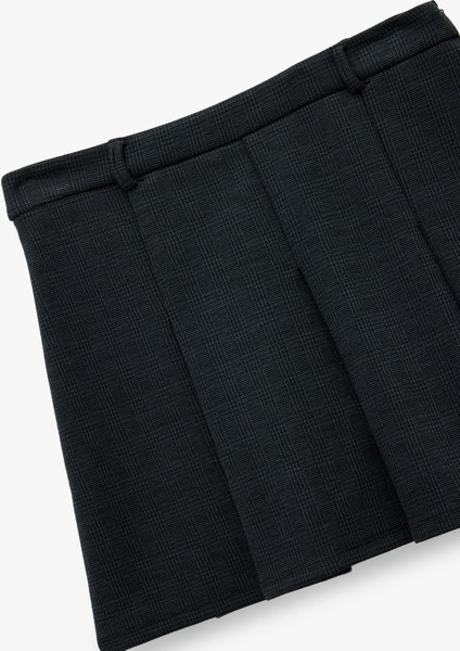 Slim Fit Viskon Karışımlı Kalın Pileli Mini Etek modelleri