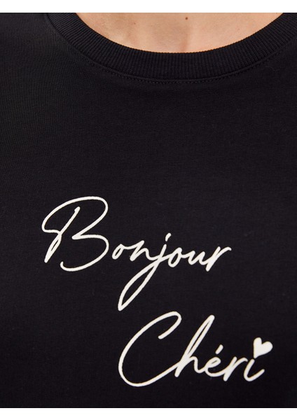 Yeni Sezon Bisiklet Yaka Baskılı Kadın Sweatshirt Tunik modelleri