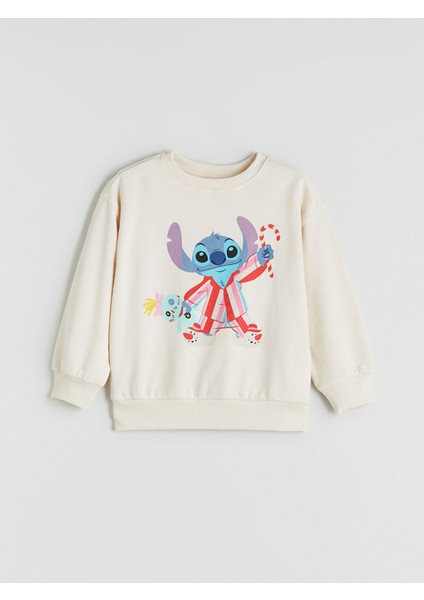 Yeni Sezon Bisiklet Yaka Stitch Baskılı Kız Çocuk Sweatshirt