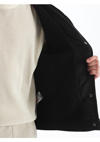 Yeni Sezon Standart Kalıp Kürk Yakalı Kadife Erkek Mont modelleri