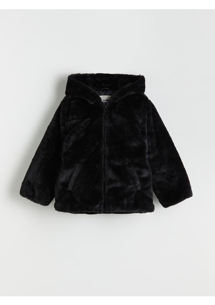 Yeni Sezon Kapüşonlu Kız Çocuk Pelüş Mont