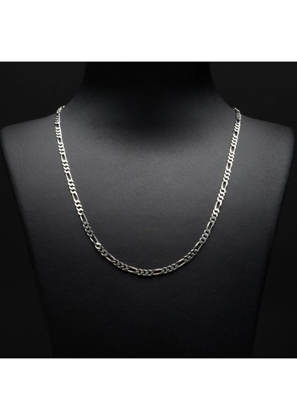 80 Mikron Rodyum Figaro Gümüş Zincir