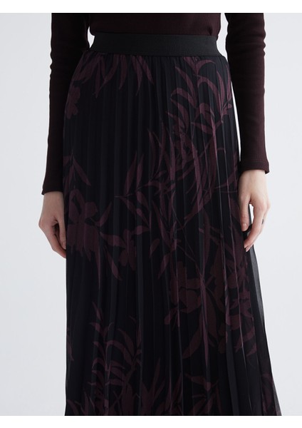 Yeni Sezon Beli Lastikli Desenli Pileli Şifon Etek modelleri