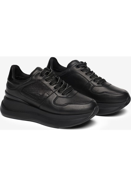 Kadın Siyah Hakiki Deri Spor Ayakkabı 5K2SA34413