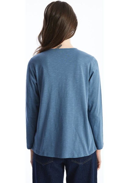 Yeni Sezon Bisiklet Yaka Nakışlı Kadın Bluz indirimleri