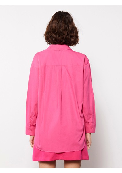 Yeni Sezon Önden Düğme Kapamalı Düz Uzun Kollu Poplin Kadın Gömlek indirimleri