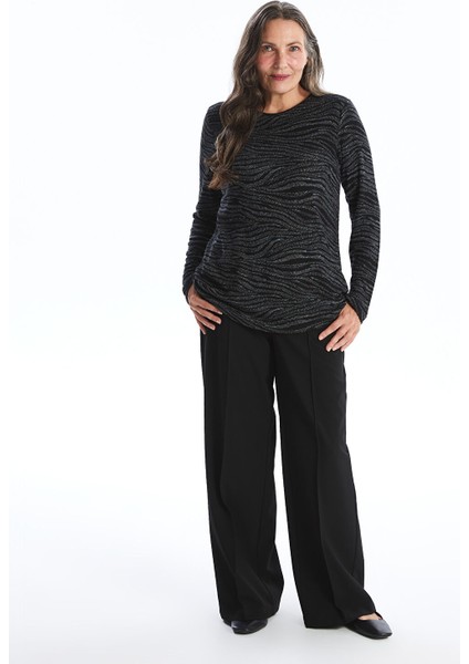 Yeni Sezon Bisiklet Yaka Desenli Uzun Kollu Kadın Bluz fiyatları