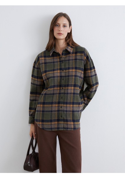 Yeni Sezon Ekose Oversize Kadın Gömlek