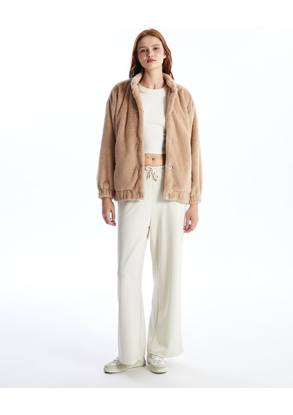 Yeni Sezon Dik Yaka Düz Oversize Kadın Pelüş Mont fiyatları