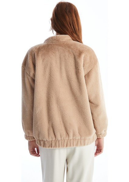 Yeni Sezon Dik Yaka Düz Oversize Kadın Pelüş Mont indirimleri